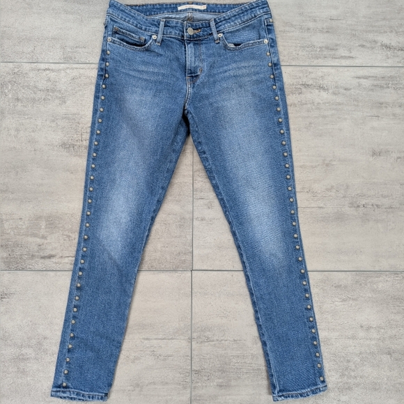 Levi's 711 Silver Stud Ankle Skinny Jeans Women's Size 28 - Picture 2 of 10